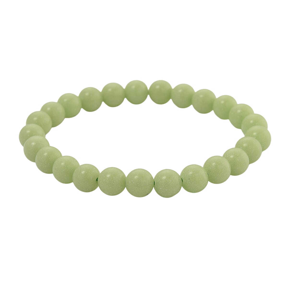 2 Piece Set Green Luminous Glowing in Dark Beaded 210.00 ctw Stretch Bracelet (6.5-7In) and Necklace 18-20 Inches in Stainless Steel image number 7