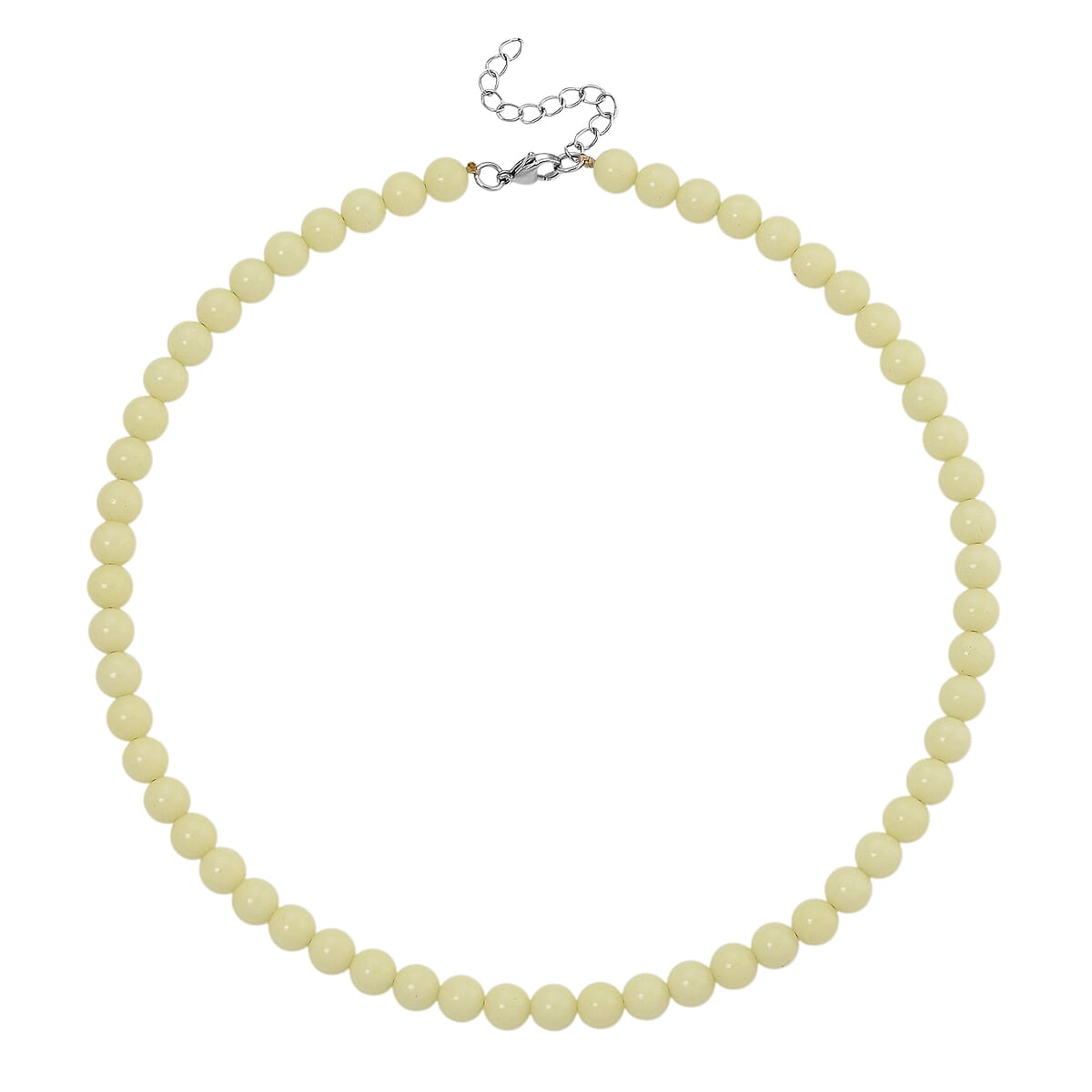 2 Piece Set Yellow Luminous Glowing in Dark Beaded 210.00 ctw Stretch Bracelet (6.5-7In) and Necklace 18-20 Inches in Stainless Steel  image number 4