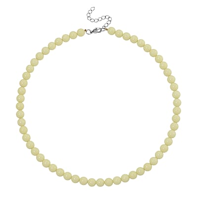 2 Piece Set Yellow Luminous Glowing in Dark Beaded 210.00 ctw Stretch Bracelet (6.5-7In) and Necklace 18-20 Inches in Stainless Steel
