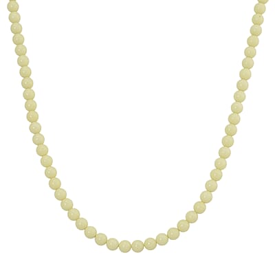 2 Piece Set Yellow Luminous Glowing in Dark Beaded 210.00 ctw Stretch Bracelet (6.5-7In) and Necklace 18-20 Inches in Stainless Steel