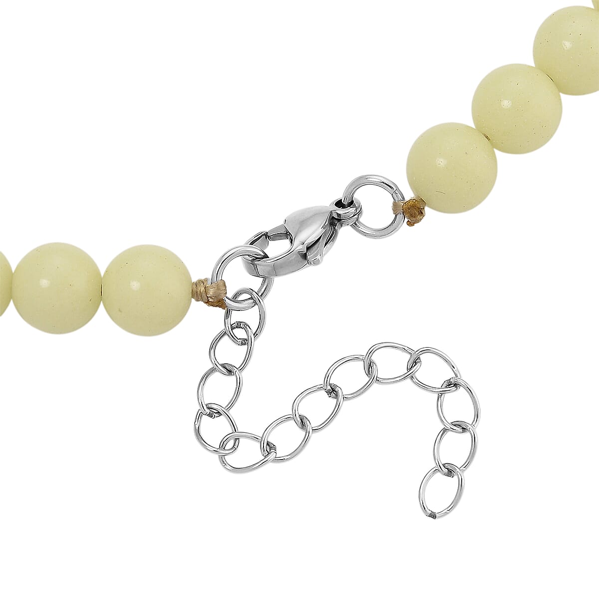 2 Piece Set Yellow Luminous Glowing in Dark Beaded 210.00 ctw Stretch Bracelet (6.5-7In) and Necklace 18-20 Inches in Stainless Steel  image number 6