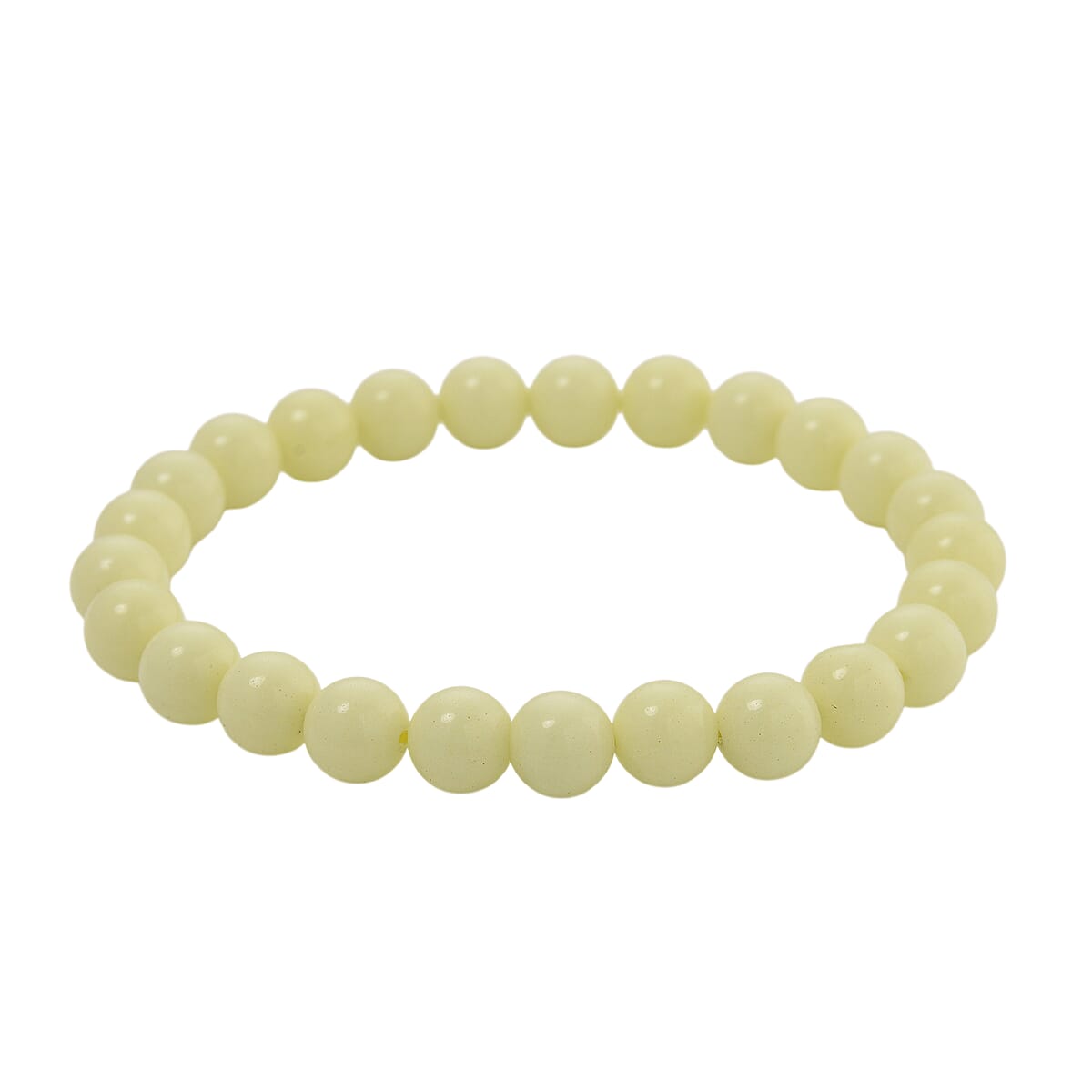 2 Piece Set Yellow Luminous Glowing in Dark Beaded 210.00 ctw Stretch Bracelet (6.5-7In) and Necklace 18-20 Inches in Stainless Steel  image number 7