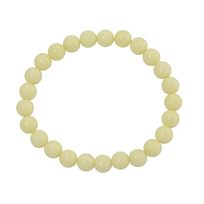 2 Piece Set Yellow Luminous Glowing in Dark Beaded 210.00 ctw Stretch Bracelet (6.5-7In) and Necklace 18-20 Inches in Stainless Steel