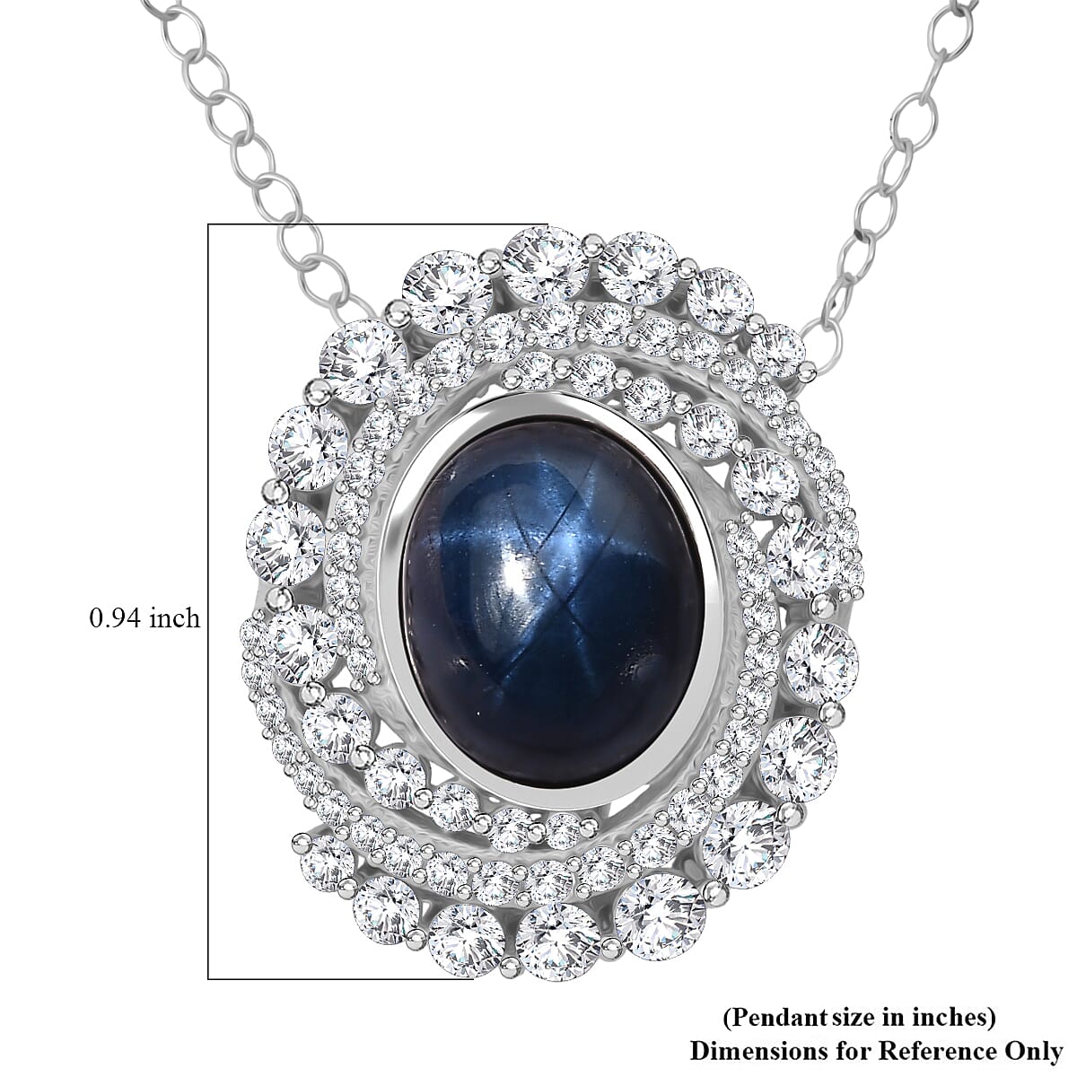 D'Joy Blue Star Sapphire (DF) and Moissanite 7.65 ctw Midnight Galaxy Pendant Necklace in Rhodium Over Sterling Silver 20 Inches image number 5