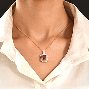 D'Joy Niassa Ruby (FF) and Multi Gemstone 4.50 ctw Pendant Necklace in 18K Vermeil Yellow Gold Over Sterling Silver 20 Inches