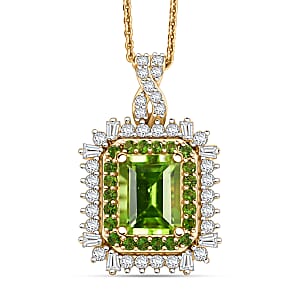 D'Joy Hebei Peridot and Multi Gemstone 3.50 ctw Pendant Necklace in 18K Vermeil Yellow Gold Over Sterling Silver 20 Inches
