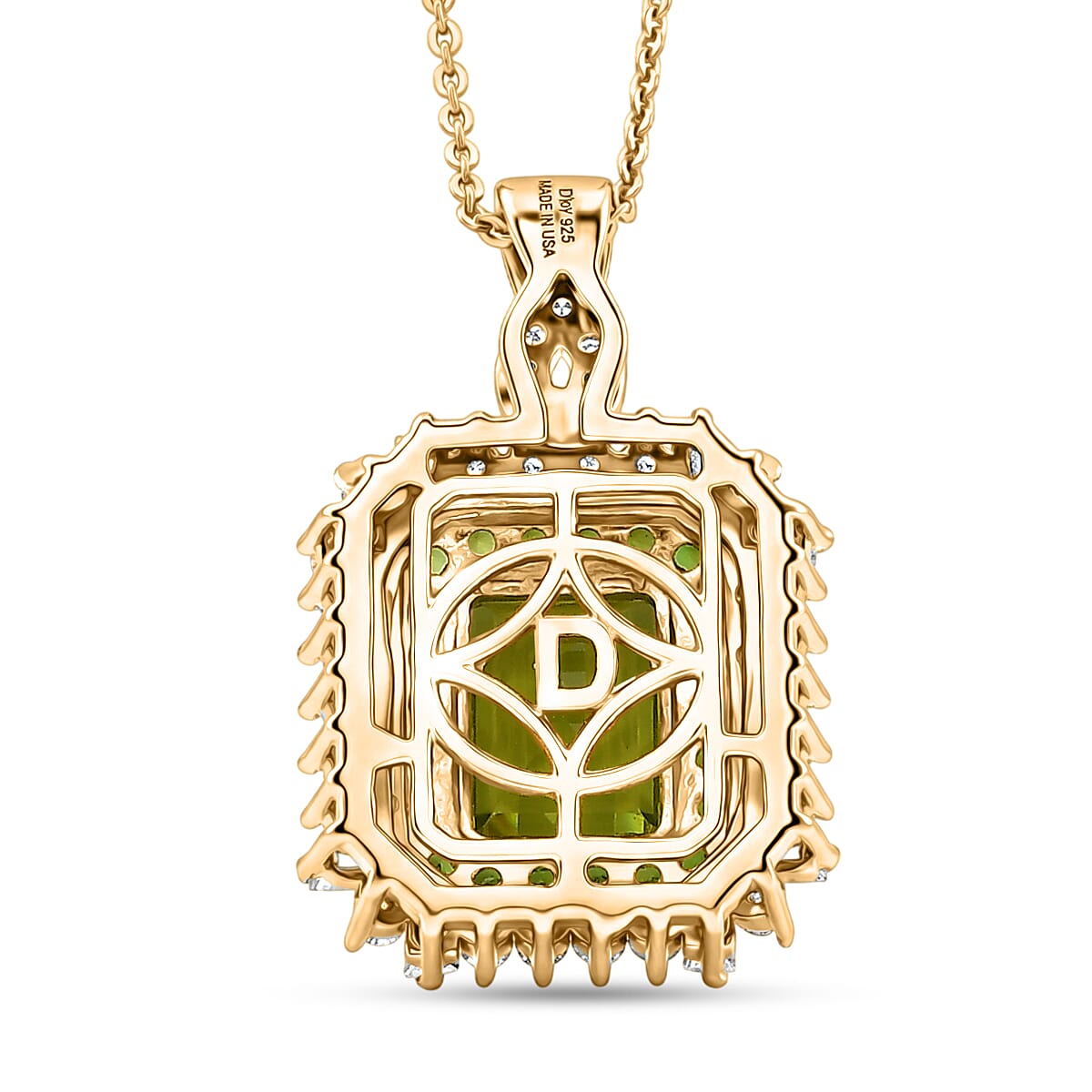 D'Joy Hebei Peridot and Multi Gemstone 3.50 ctw Pendant Necklace in 18K Vermeil Yellow Gold Over Sterling Silver 20 Inches image number 4