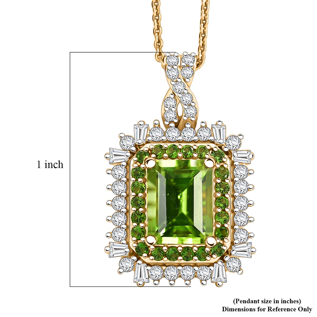 D'Joy Hebei Peridot and Multi Gemstone 3.50 ctw Pendant Necklace in 18K Vermeil Yellow Gold Over Sterling Silver 20 Inches image number 5