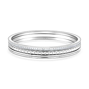 Calvin Klein Set of 3 - Simulated Diamond Bangle Bracelet in Stainless Steel (7.00 In) 4.00 ctw
