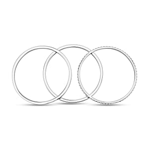 Calvin Klein Set of 3 - Simulated Diamond Bangle Bracelet in Stainless Steel (7.00 In) 4.00 ctw