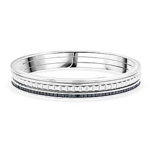 Calvin Klein Closeout Set of 3 - Simulated Black Diamond Bangle Bracelet in Stainless Steel (7.00 In) 4.00 ctw