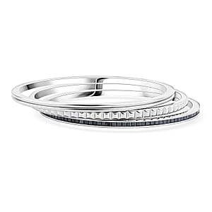 Calvin Klein Closeout Set of 3 - Simulated Black Diamond Bangle Bracelet in Stainless Steel (7.00 In) 4.00 ctw