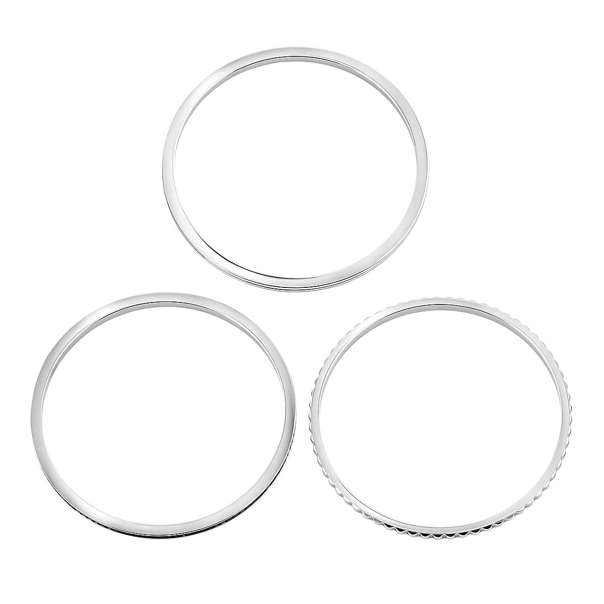 Calvin Klein Closeout Set of 3 - Simulated Black Diamond Bangle Bracelet in Stainless Steel (7.00 In) 4.00 ctw image number 4