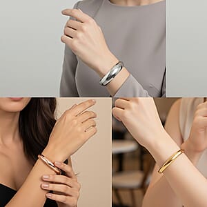 Calvin Klein Set of 3 Island Bangle Bracelet in ION Plated YRG and Stainless Steel (5.50 In)