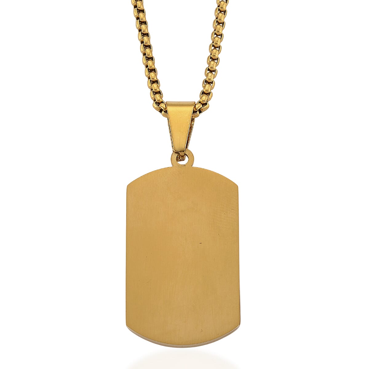Psalm 91 Crucifix Pendant Necklace (23.5 Inches) in ION Plated YG Stainless Steel