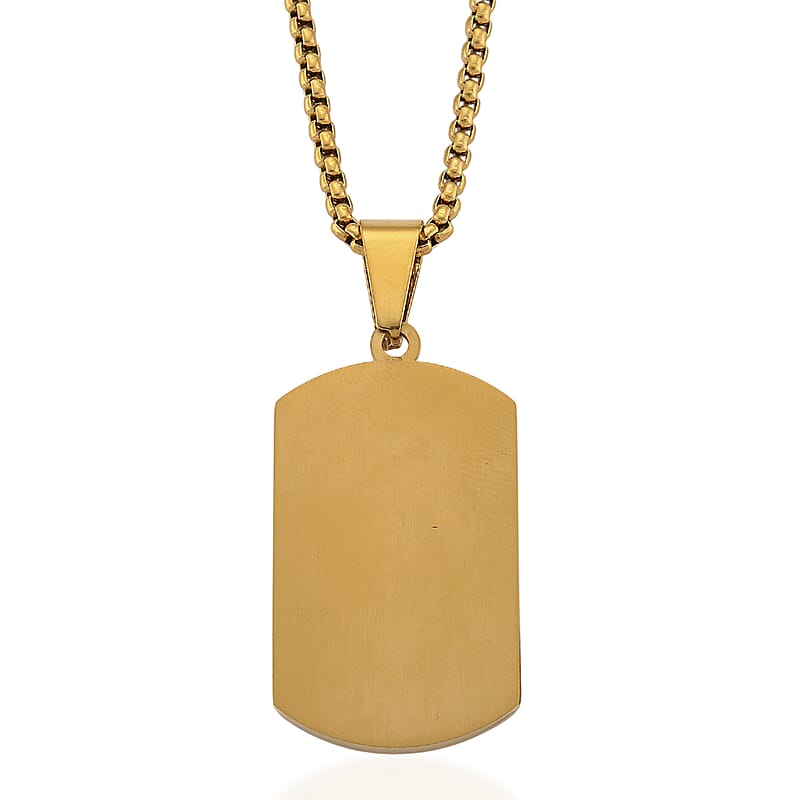 Psalm 91 Crucifix Pendant Necklace (23.5 Inches) in ION Plated YG Stainless Steel