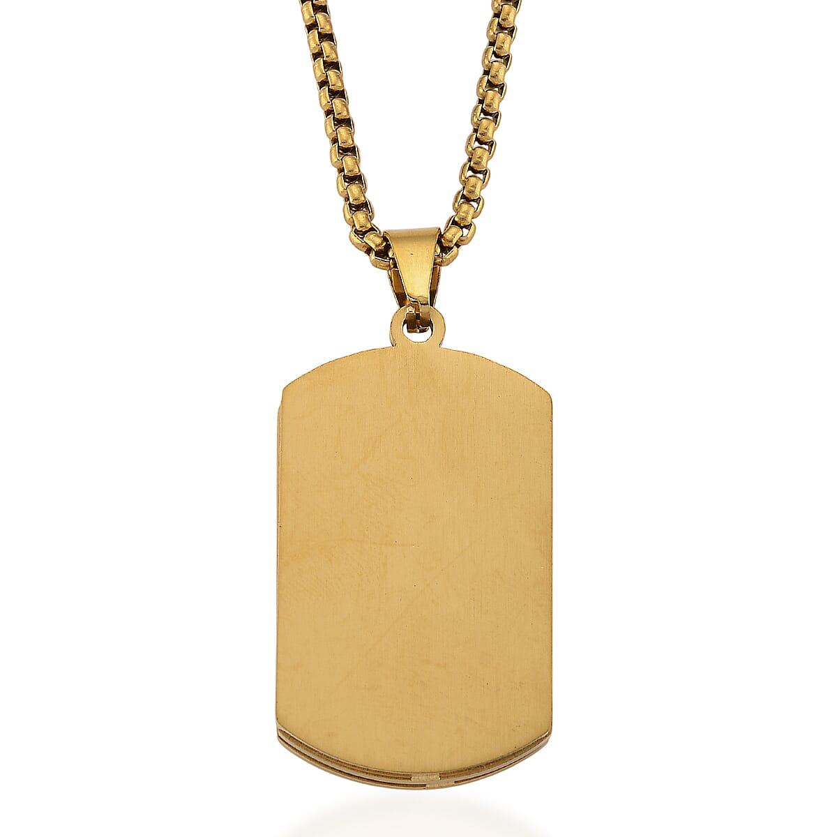 Padre Nuestro Crucifix Mens Pendant Necklace (23.5 Inches) in ION Plated YG Stainless Steel image number 4