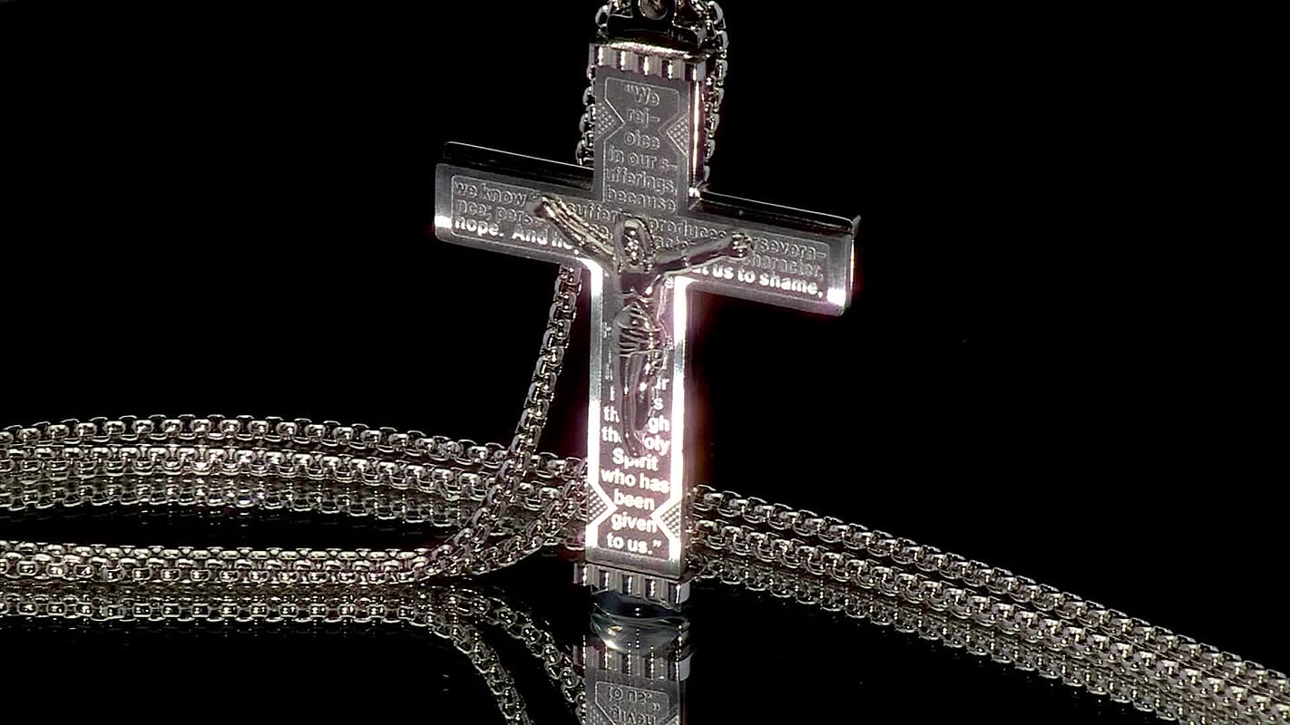 Prayer for Trials Pendant Necklace in Stainless Steel 23.5 Inches