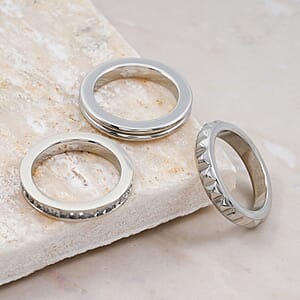 Calvin Klein Simulated Diamond Set of 3 Ring in Stainless Steel (Size 5.0)