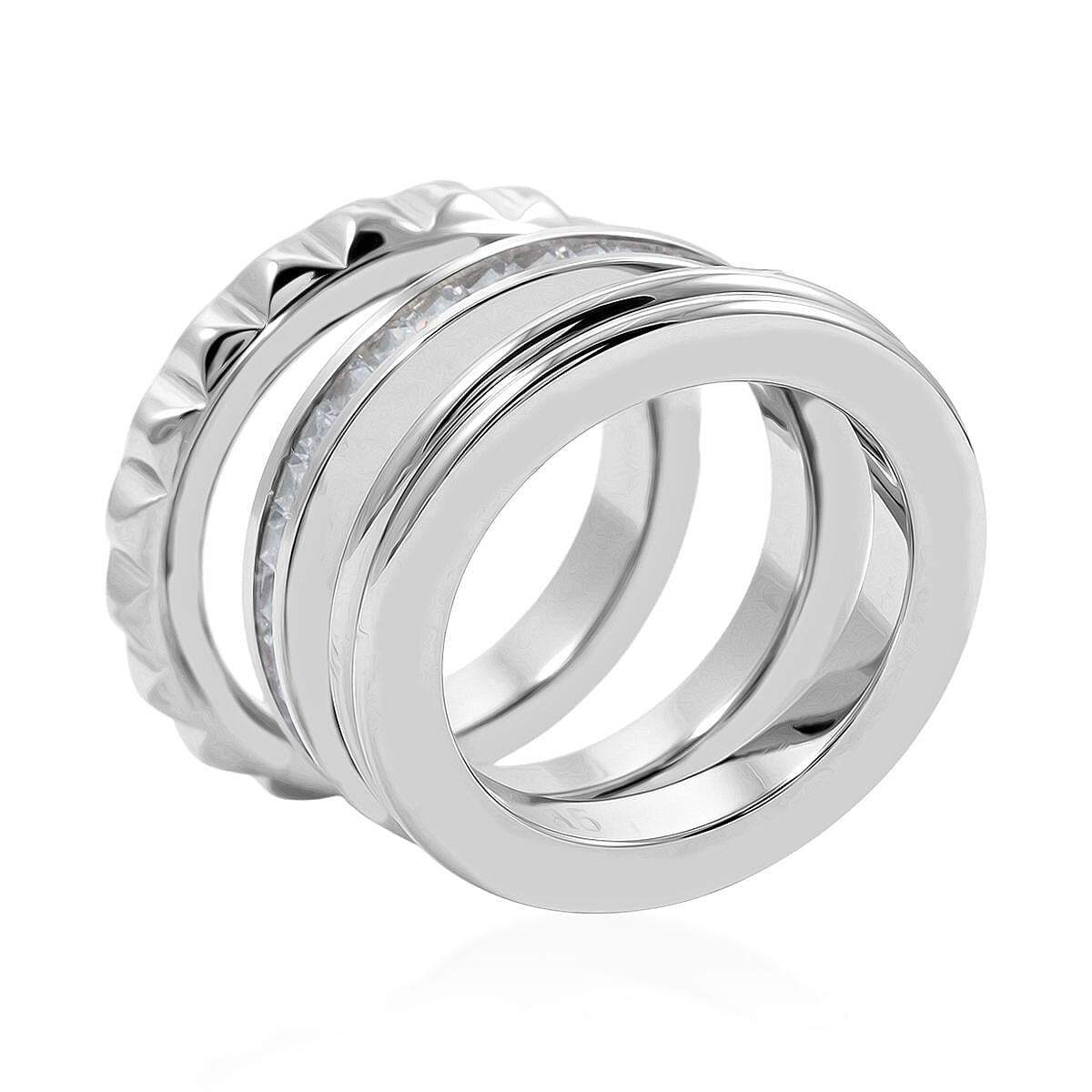 Calvin Klein Simulated Diamond Set of 3 Ring in Stainless Steel (Size 5.0) image number 3