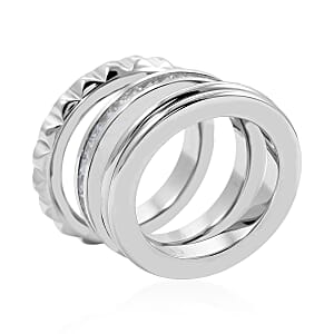 Calvin Klein Simulated Diamond Set of 3 Ring in Stainless Steel (Size 5.0)