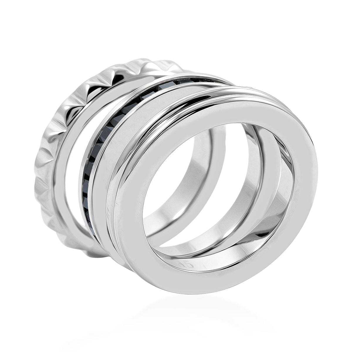 Calvin Klein Simulated Black Diamond Set of 3 Ring in Stainless Steel (Size 5.0) image number 3
