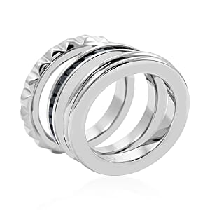 Calvin Klein Simulated Black Diamond Set of 3 Ring in Stainless Steel (Size 5.0)