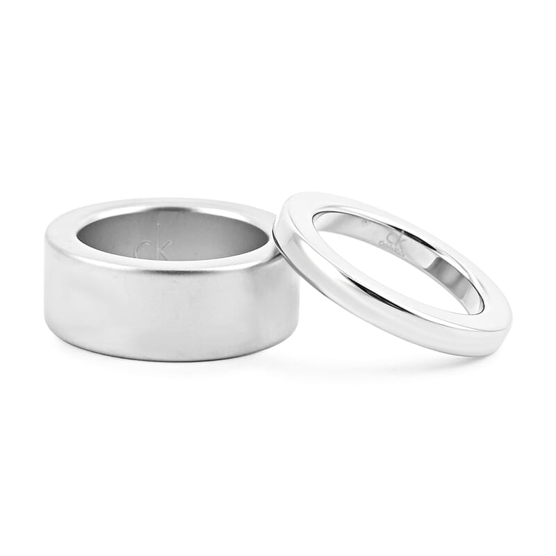 Calvin Klein Set of 2 Satisfaction Ring in Stainless Steel (Size 6)