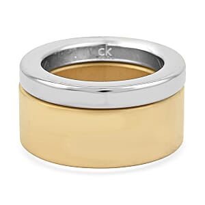 Calvin Klein Set of 2 Satisfaction Ring in ION Plated YG and Stainless Steel (Size 5)