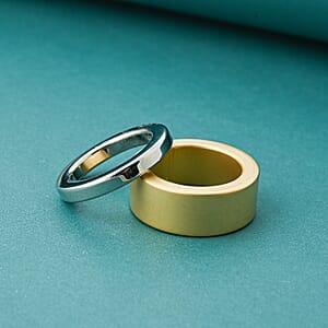 Calvin Klein Set of 2 Satisfaction Ring in ION Plated YG and Stainless Steel (Size 5)