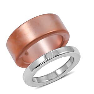 Calvin Klein Closeout Set of 2 Satisfaction Ring in ION Plated RG and Stainless Steel (Size 6)