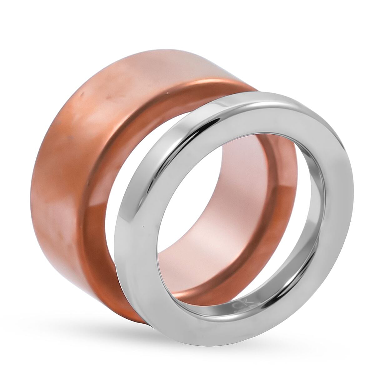 Calvin Klein Closeout Set of 2 Satisfaction Ring in ION Plated RG and Stainless Steel (Size 6) image number 3