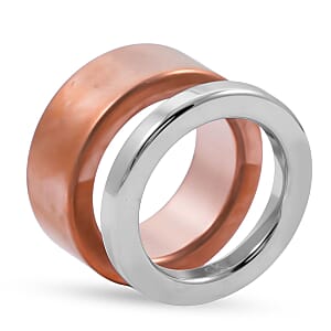 Calvin Klein Closeout Set of 2 Satisfaction Ring in ION Plated RG and Stainless Steel (Size 6)