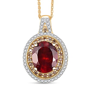 D'Joy AAA Ceylon Honey Garnet, Champagne and White Zircon 5.00 ctw Golden Dawn Pendant Necklace in 18K Vermeil Yellow Gold Over Sterling Silver 20 Inches