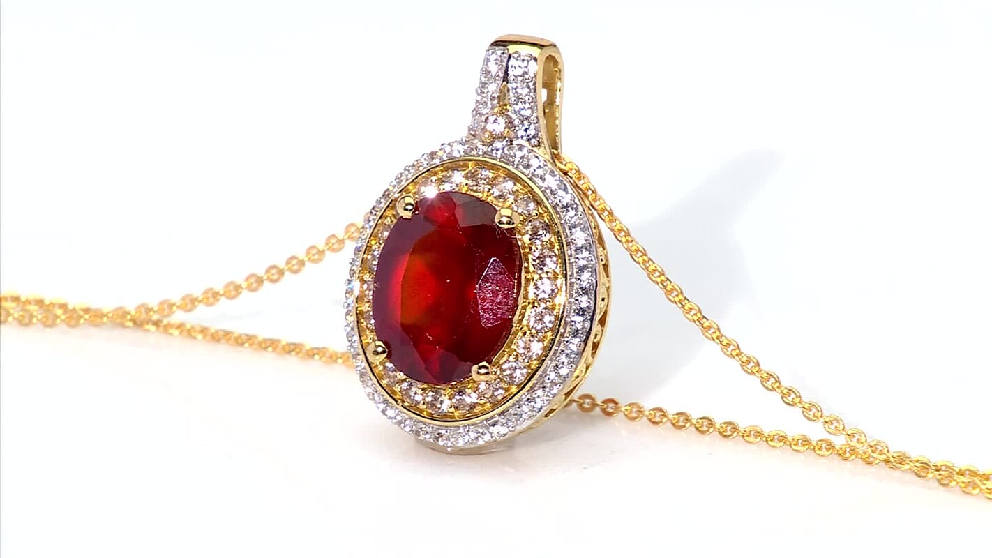 D'Joy AAA Ceylon Honey Garnet, Champagne and White Zircon Pendant Necklace in 18K Vermeil YG Over Sterling Silver 5.00 ctw (20 Inches)