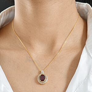 D'Joy AAA Ceylon Honey Garnet, Champagne and White Zircon Pendant Necklace in 18K Vermeil YG Over Sterling Silver 5.00 ctw (20 Inches)