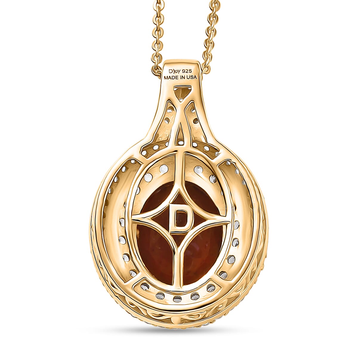 D'Joy AAA Ceylon Honey Garnet, Champagne and White Zircon Pendant Necklace in 18K Vermeil YG Over Sterling Silver 5.00 ctw (20 Inches) image number 4