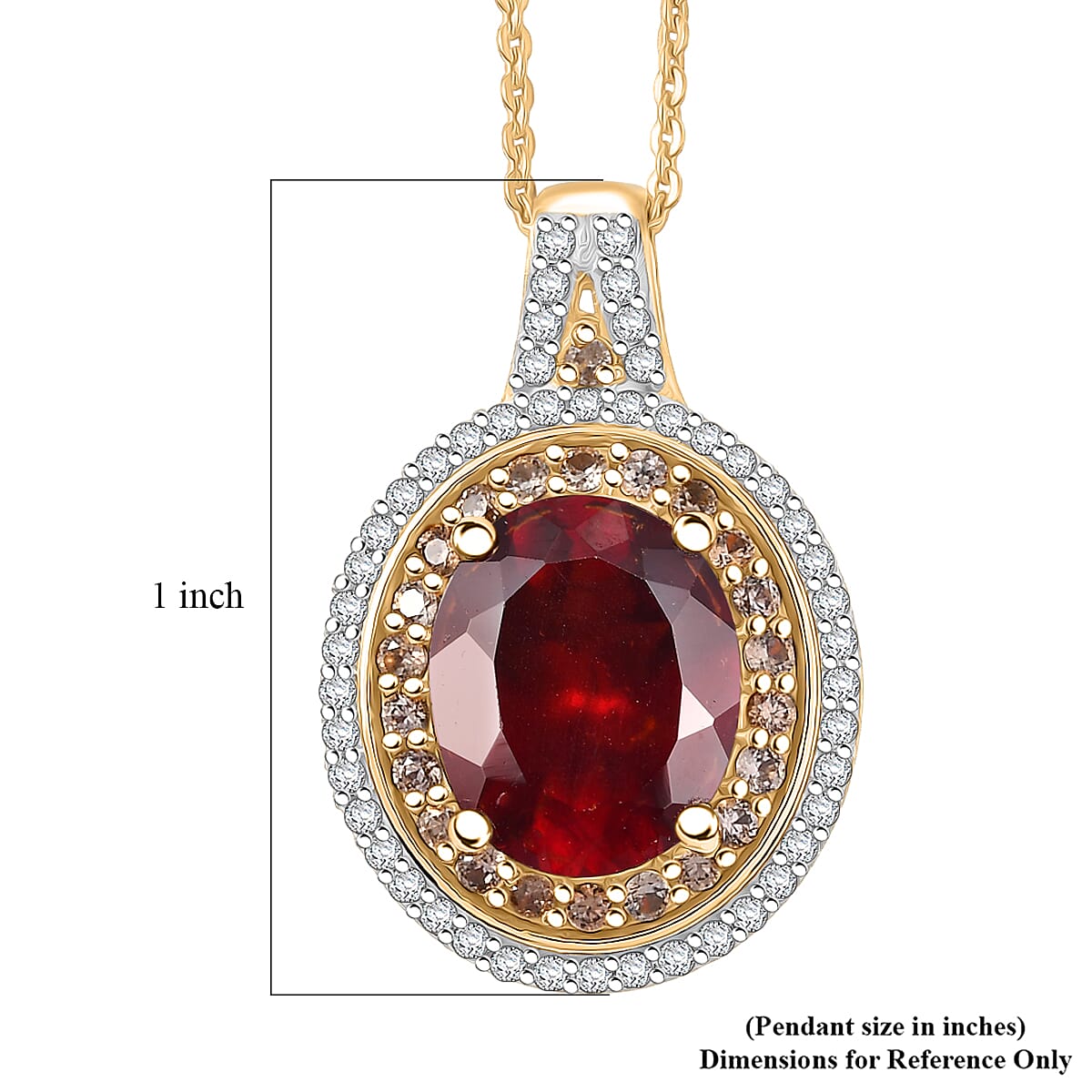 D'Joy AAA Ceylon Honey Garnet, Champagne and White Zircon Pendant Necklace in 18K Vermeil YG Over Sterling Silver 5.00 ctw (20 Inches) image number 6