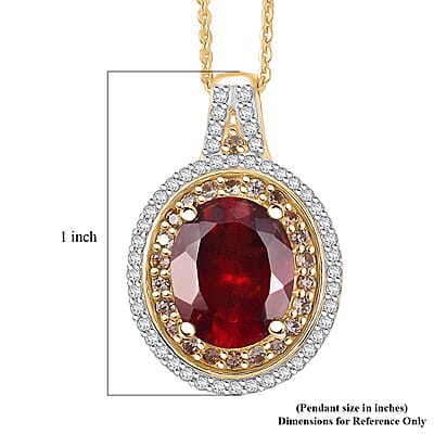 D'Joy AAA Ceylon Honey Garnet, Champagne and White Zircon Pendant Necklace in 18K Vermeil YG Over Sterling Silver 5.00 ctw (20 Inches)