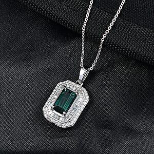 Luxoro AAA Pirineu Lagoon Tourmaline, Diamond Pendant Necklace in 14K White Gold 2.50 ctw (20 Inches)