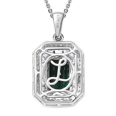 Luxoro AAA Pirineu Lagoon Tourmaline, Diamond Pendant Necklace in 14K White Gold 2.50 ctw (20 Inches)