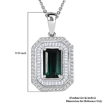 Luxoro AAA Pirineu Lagoon Tourmaline, Diamond Pendant Necklace in 14K White Gold 2.50 ctw (20 Inches)