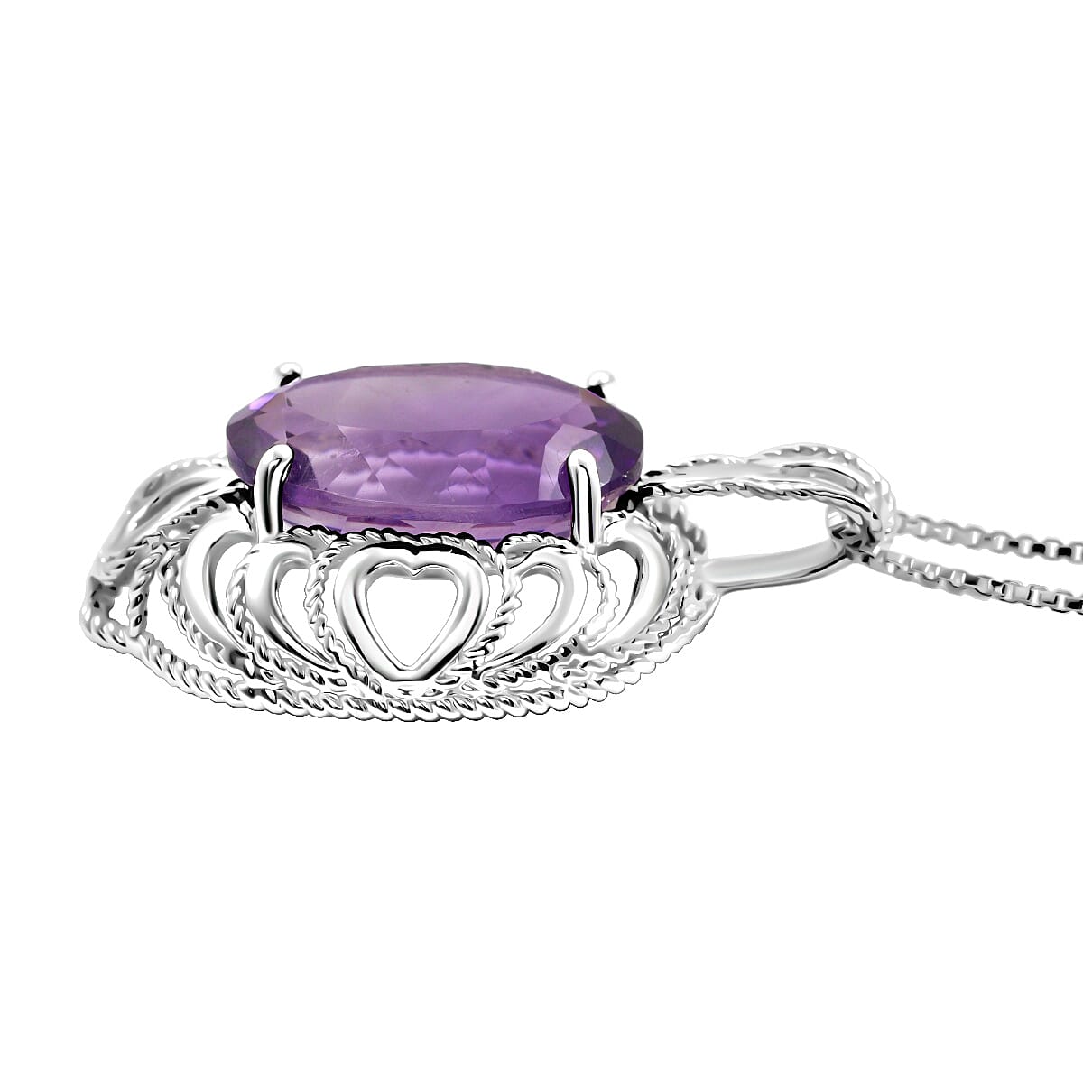 African Amethyst 8.50 ctw Pendant Necklace 18 Inches in Rhodium Over Sterling Silver image number 3