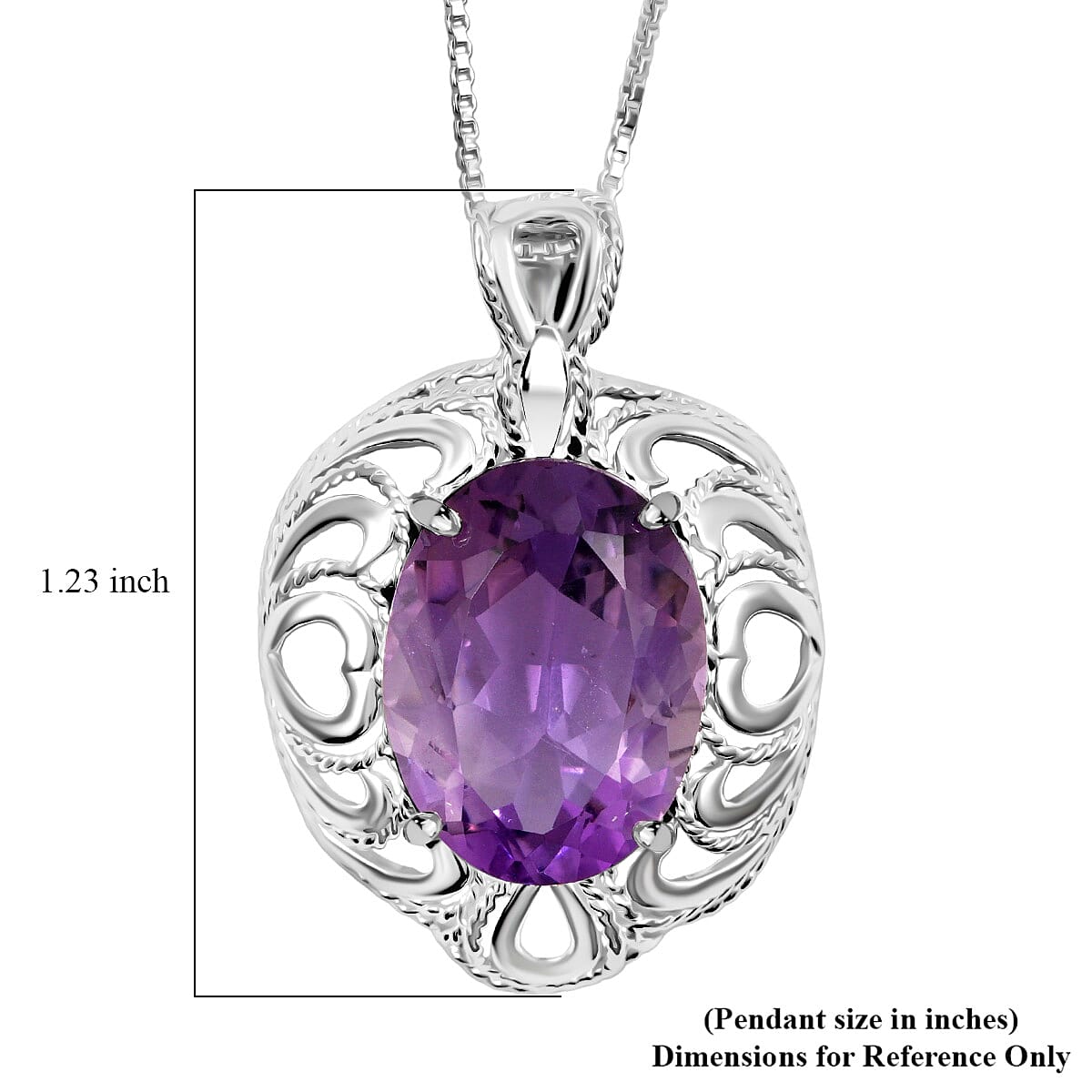 African Amethyst 8.50 ctw Pendant Necklace 18 Inches in Rhodium Over Sterling Silver