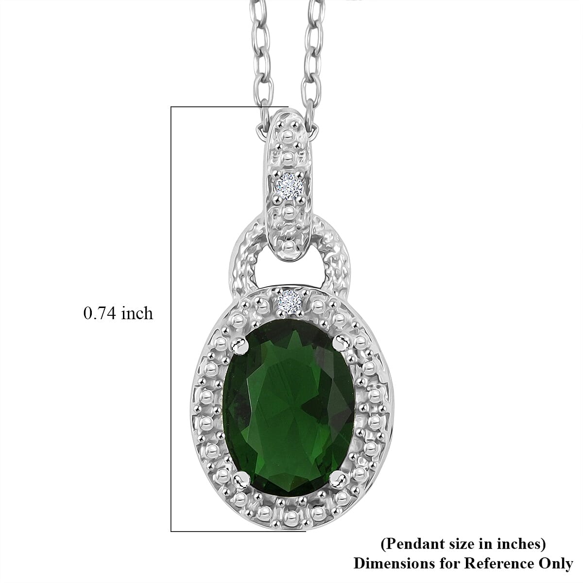 Emerald and Diamond 1.52 ctw Pendant Necklace 18 Inches in Rhodium Over Sterling Silver image number 4