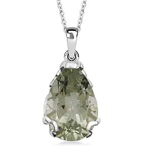 Montezuma Prasiolite 5.50 ctw Pendant Necklace in Rhodium Over Sterling Silver (18 Inches)
