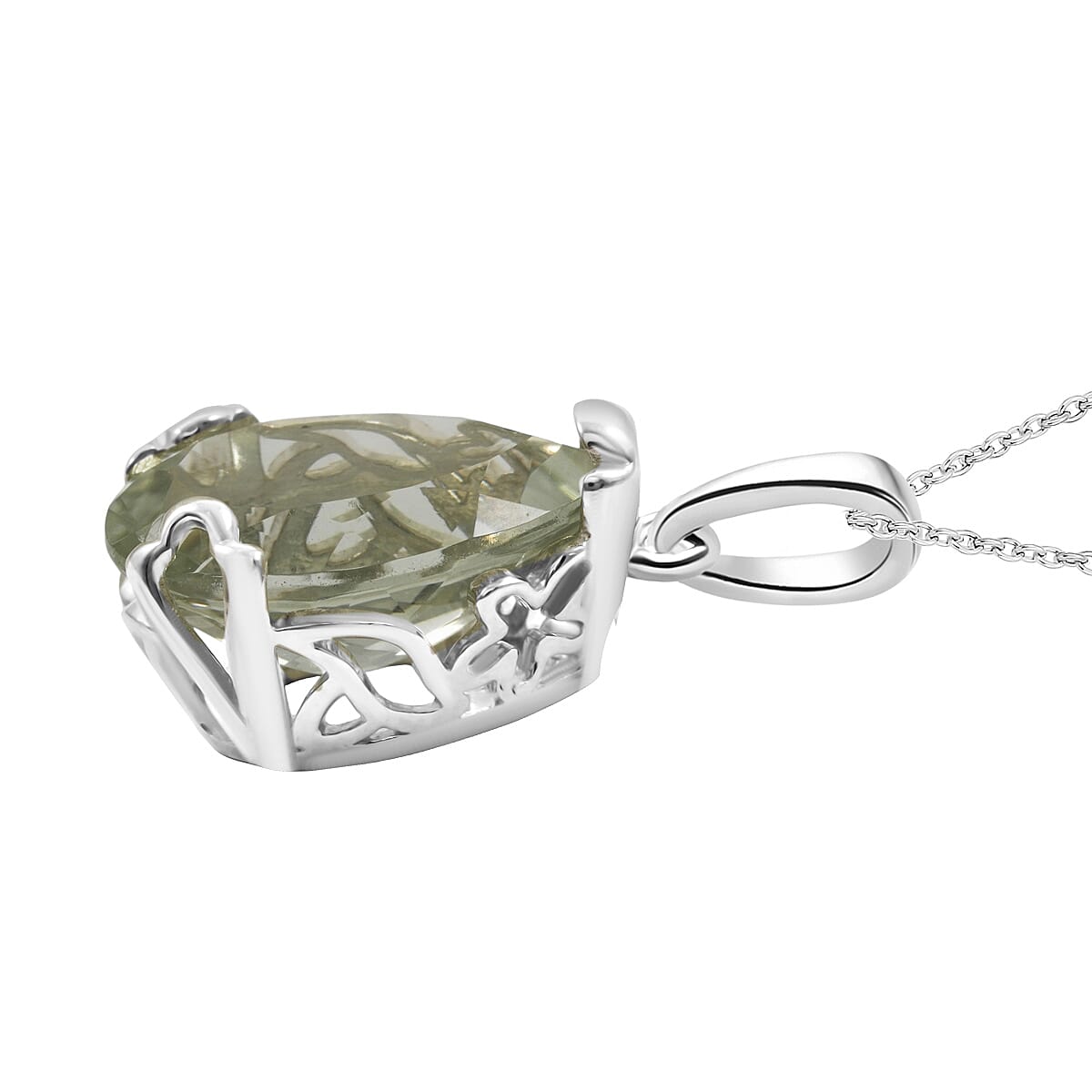 Montezuma Prasiolite 5.50 ctw Pendant Necklace in Rhodium Over Sterling Silver (18 Inches)