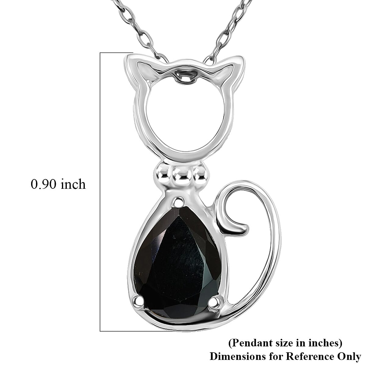 Black Onyx 1.75 ctw Pendant Necklace 18 Inches in Rhodium Over Sterling Silver image number 4