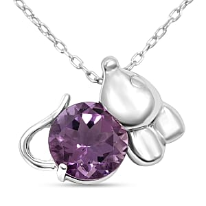African Amethyst 1.00 ctw Pendant Necklace 18 Inches in Rhodium Over Sterling Silver