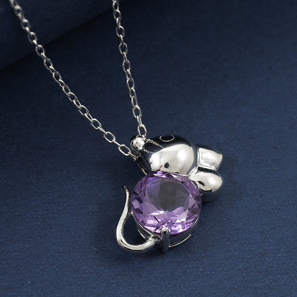 African Amethyst 1.00 ctw Pendant Necklace 18 Inches in Rhodium Over Sterling Silver image number 1